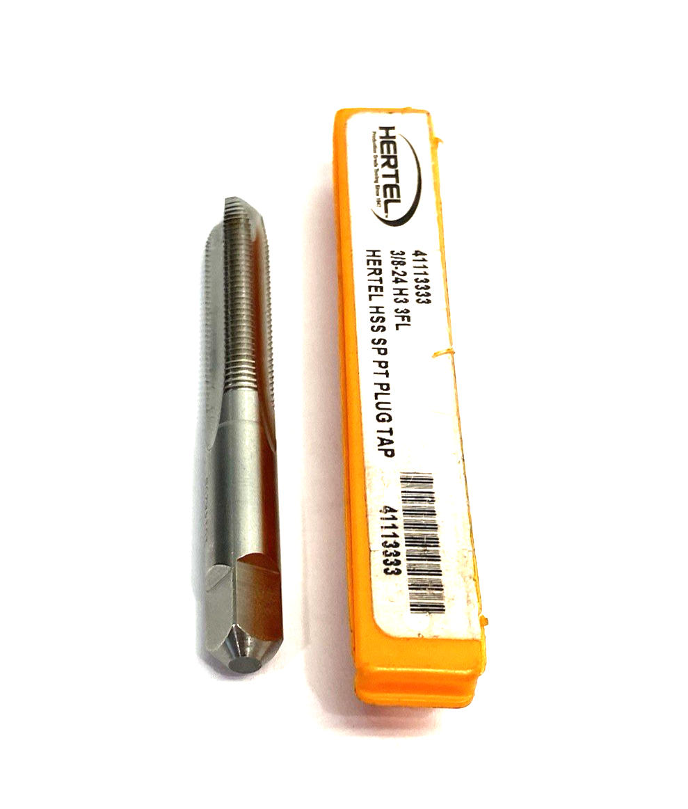 41113333 | Hertel 3/8-24 H3 3FL Hertel HSS Spiral Point Plug Tap Bit - New – Open box - Maverick Industrial Sales