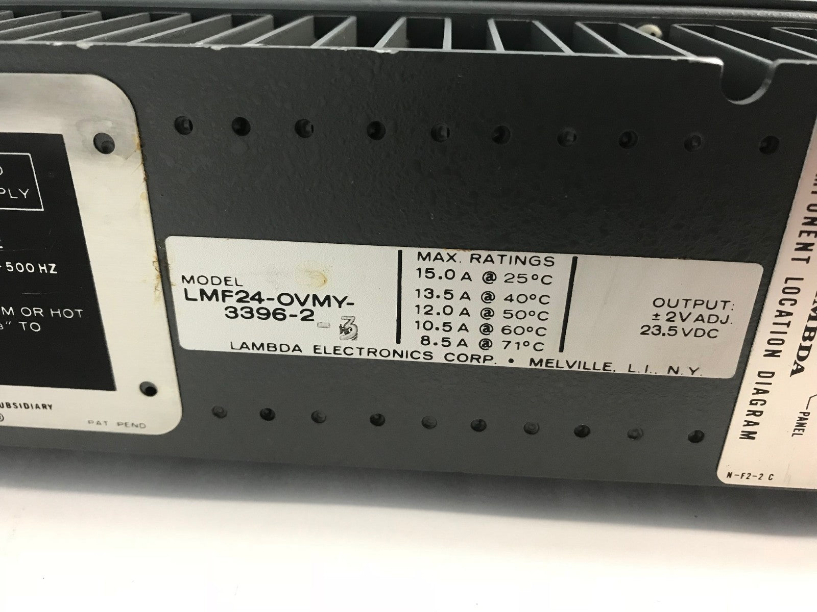 Lambda Electronics LMF-24-OVMY-3396-2 Regulated Power Supply 23.5V P/S Module - Maverick Industrial Sales