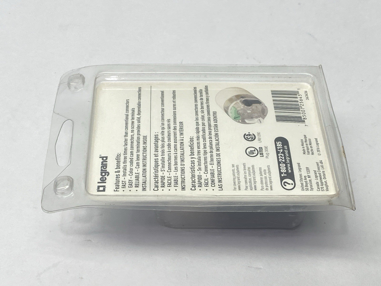 Legrand PS520CCLBCCV4 Female Connector Clamp Lock Straight Blade 20A 125V 3-Pole - Maverick Industrial Sales