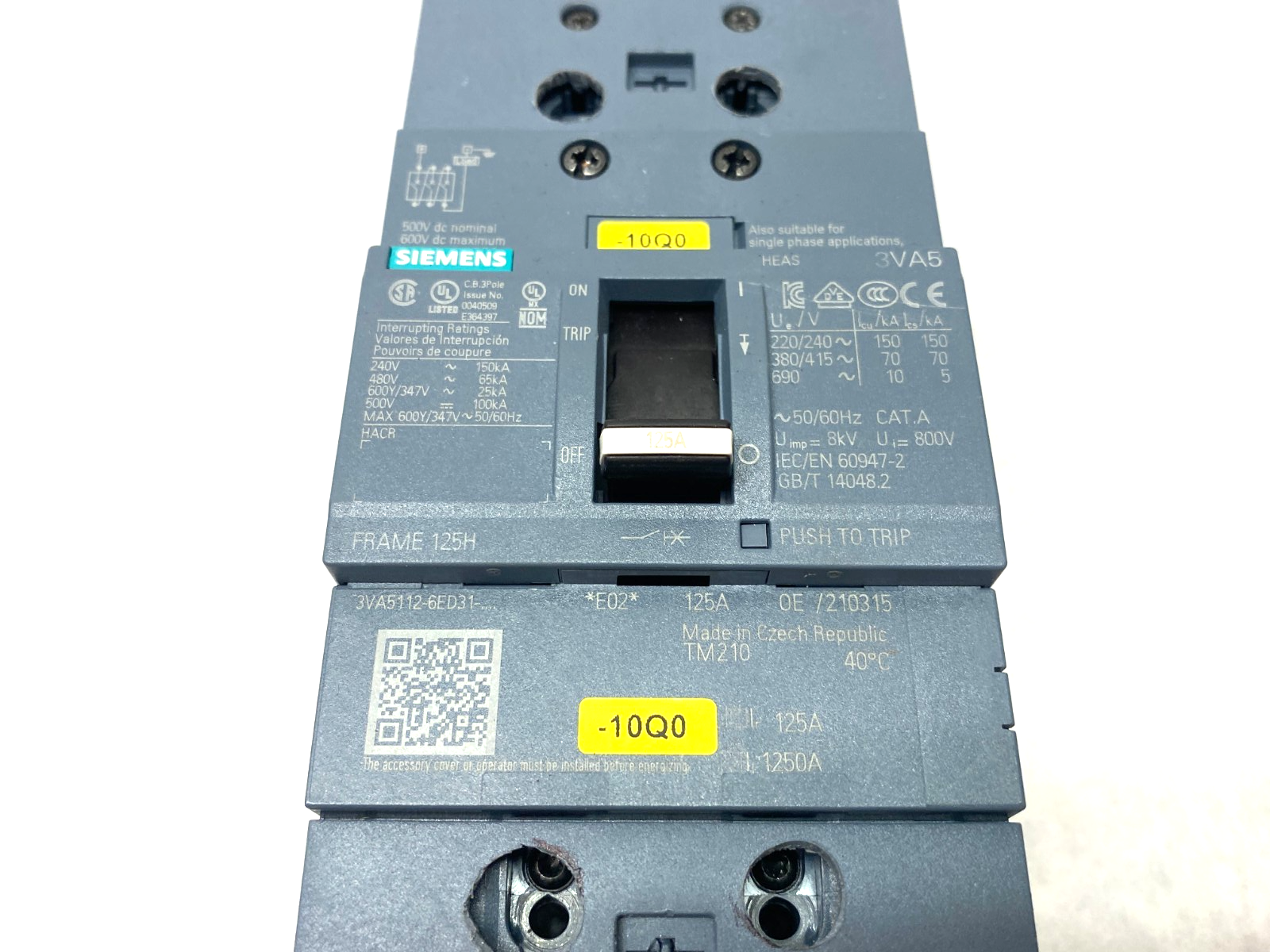 Siemens 3VA5112-6ED31-0AA0 Low-Voltage Molded Case Circuit Breaker 125A 3-Pole - Maverick Industrial Sales