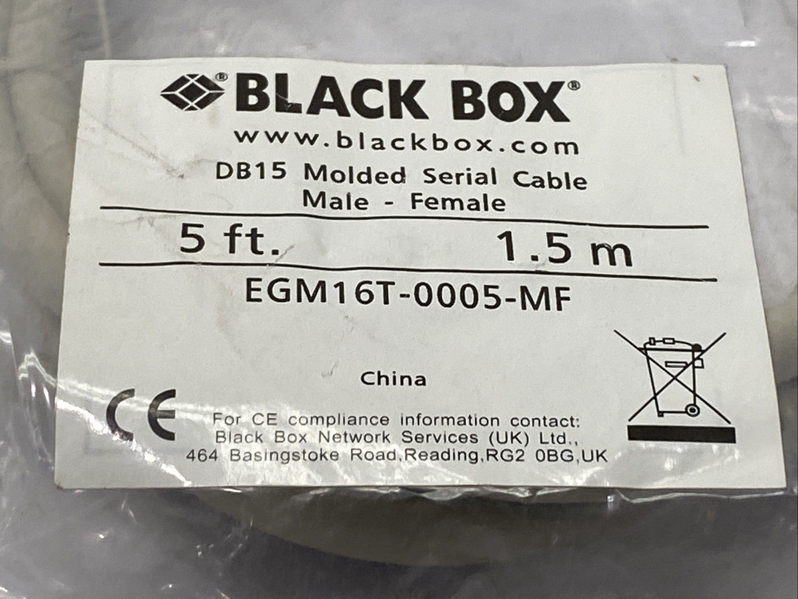 Black Box EGM16T-0005-MF DB15 Molded Serial Cable M/F 5ft - Maverick Industrial Sales
