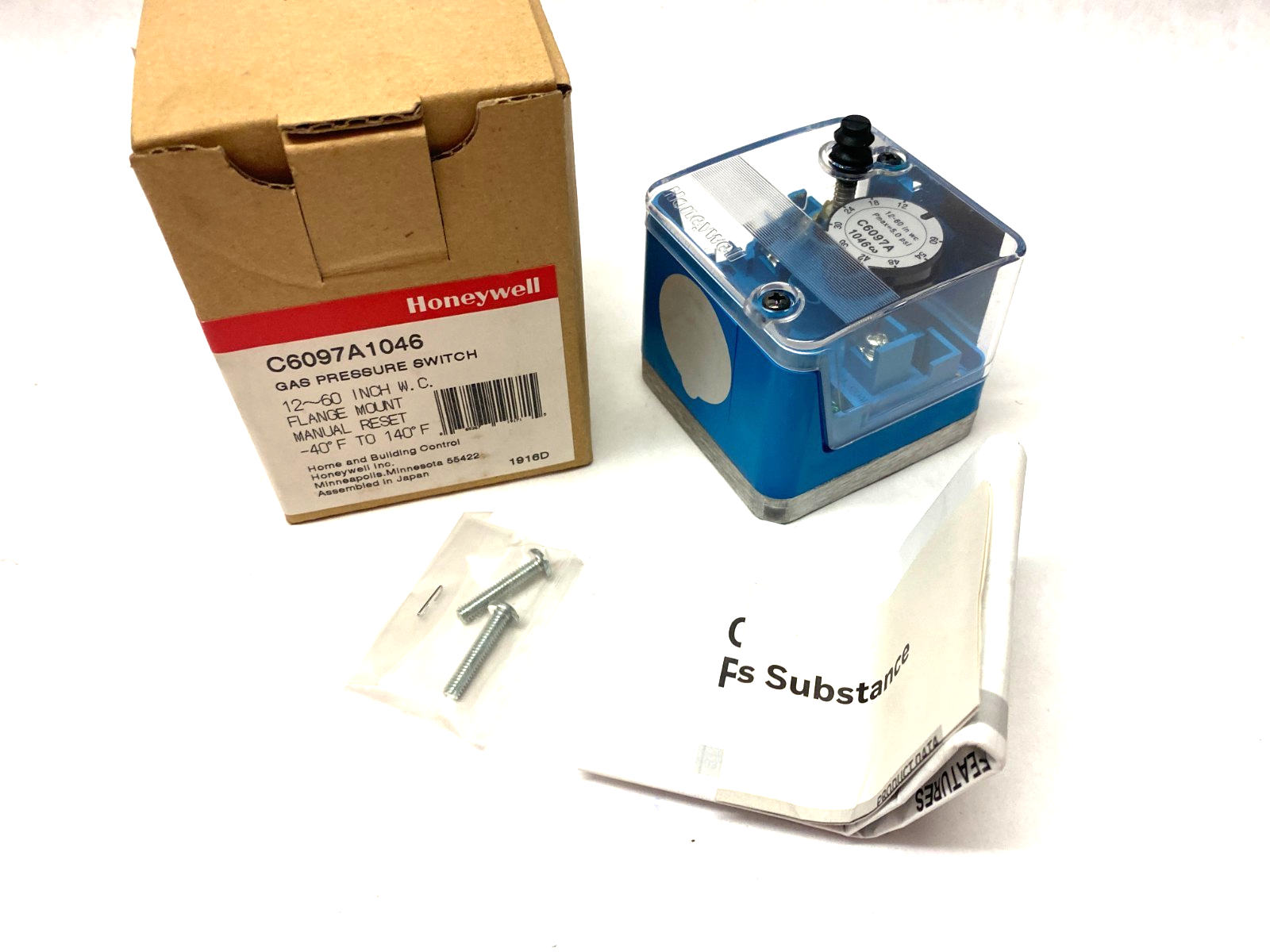 Honeywell C6097A1046 Gas Pressure Switch Flange Mount 12-60in WC - Maverick Industrial Sales