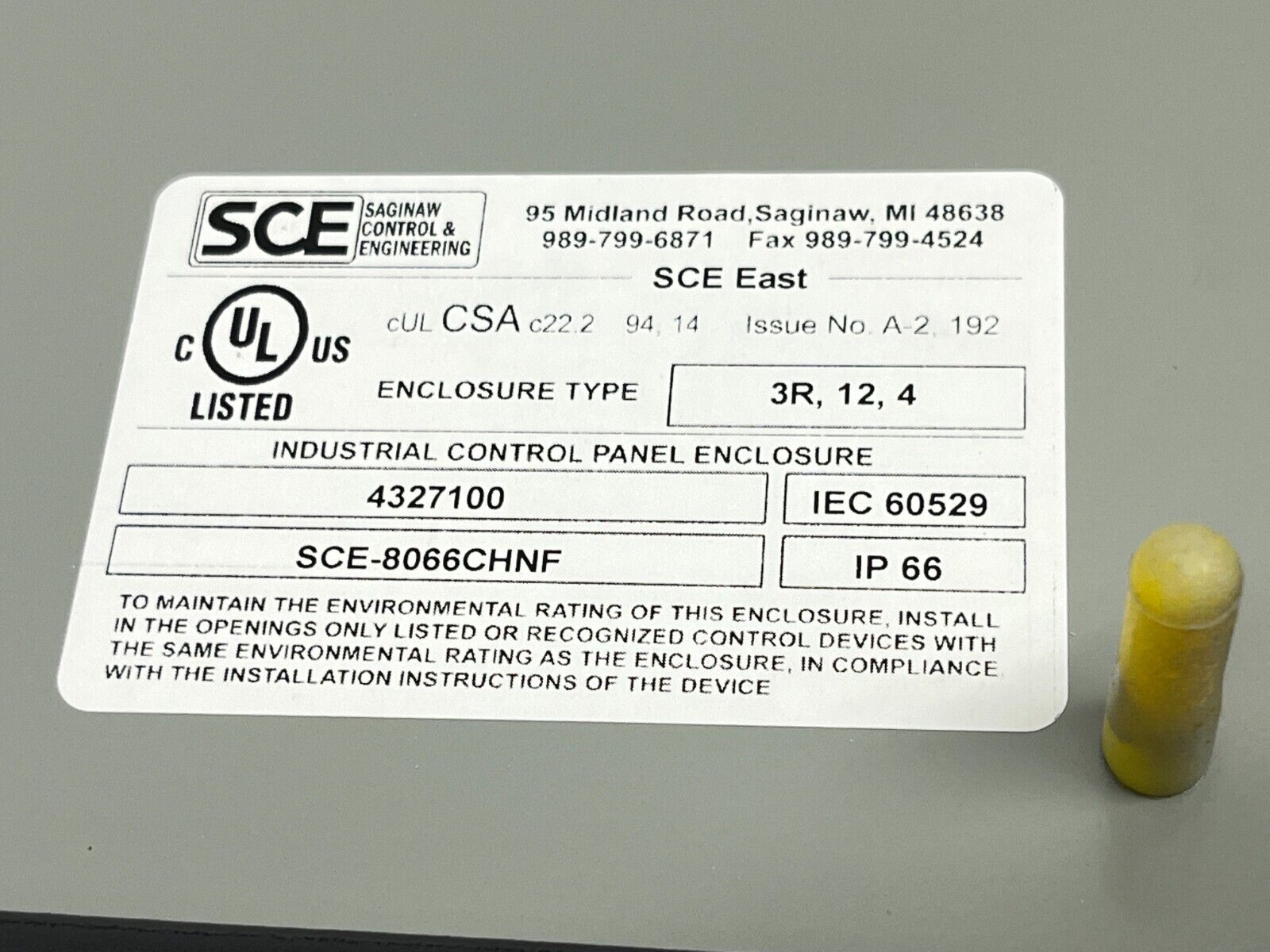 Saginaw Control & Engineering SCE-8066CHNF Enclosure 8"x6"x6" - Maverick Industrial Sales