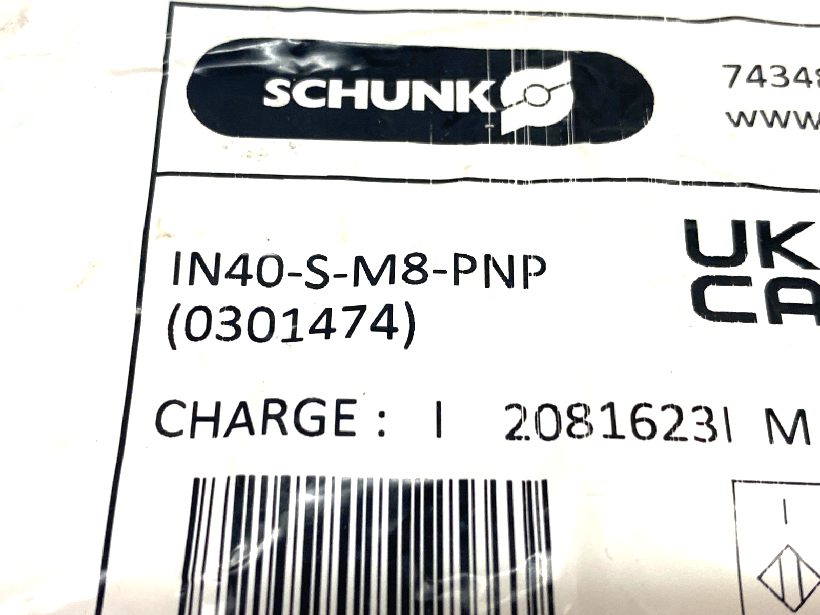 Schunk IN40/S-M8-PNP Inductive Proximity Switch 0301474 - Maverick Industrial Sales