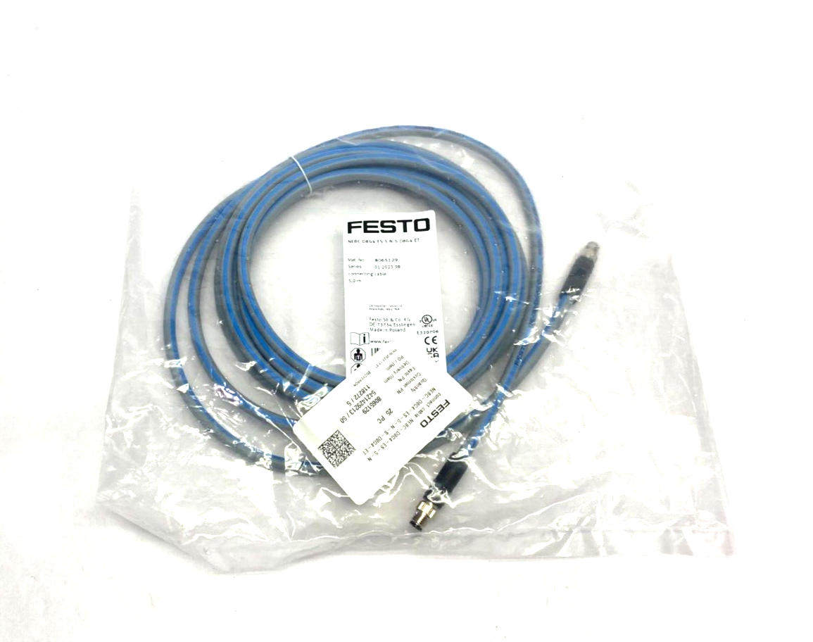 Festo NEBC-D8G4-ES-5-N-S-D8G4-ET Double Ended Connection Cable 8065129 - Maverick Industrial Sales