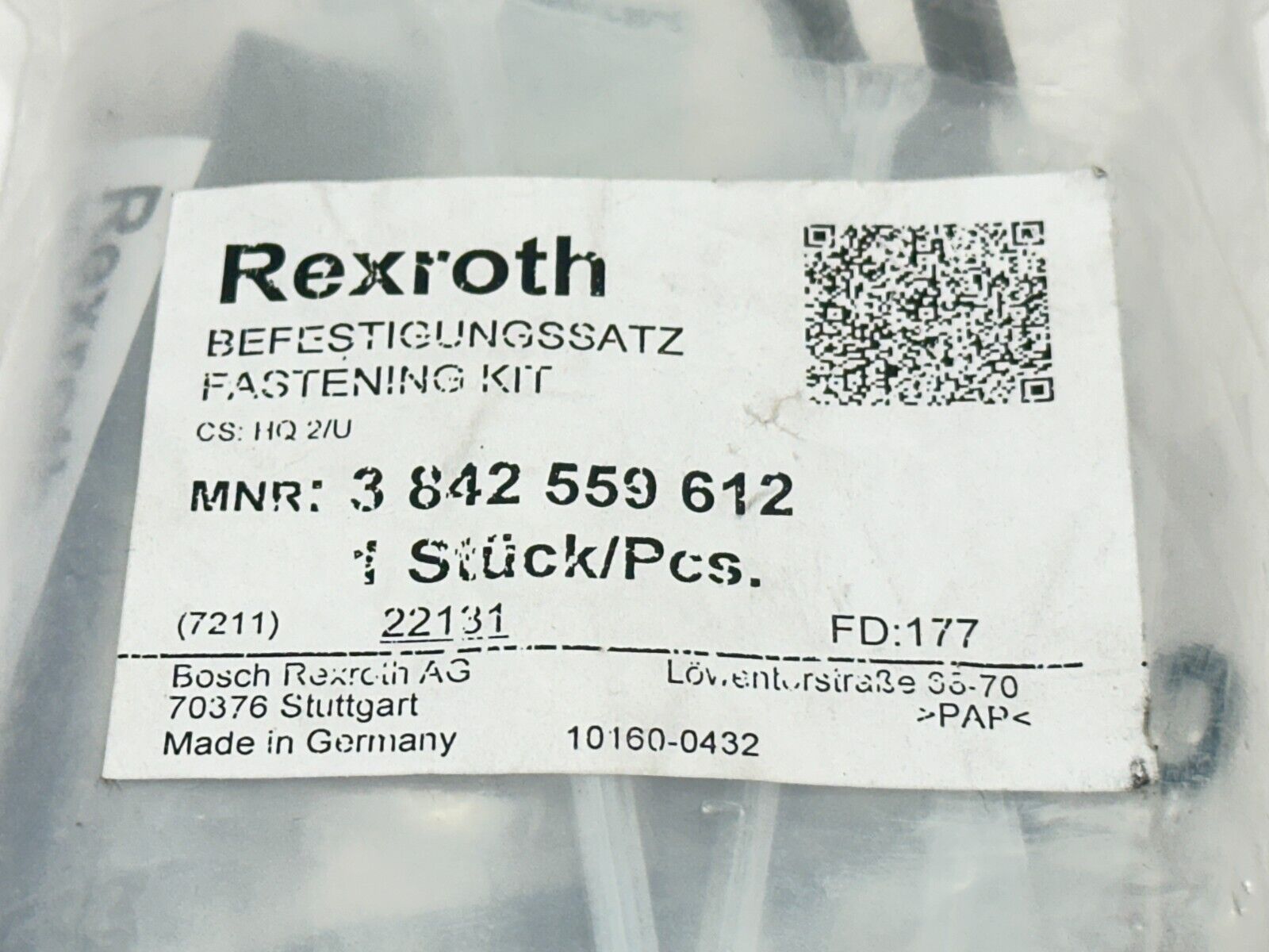 3 842 559 612 | Bosch Rexroth 3842559612 Fastening Kit HQ 2/U