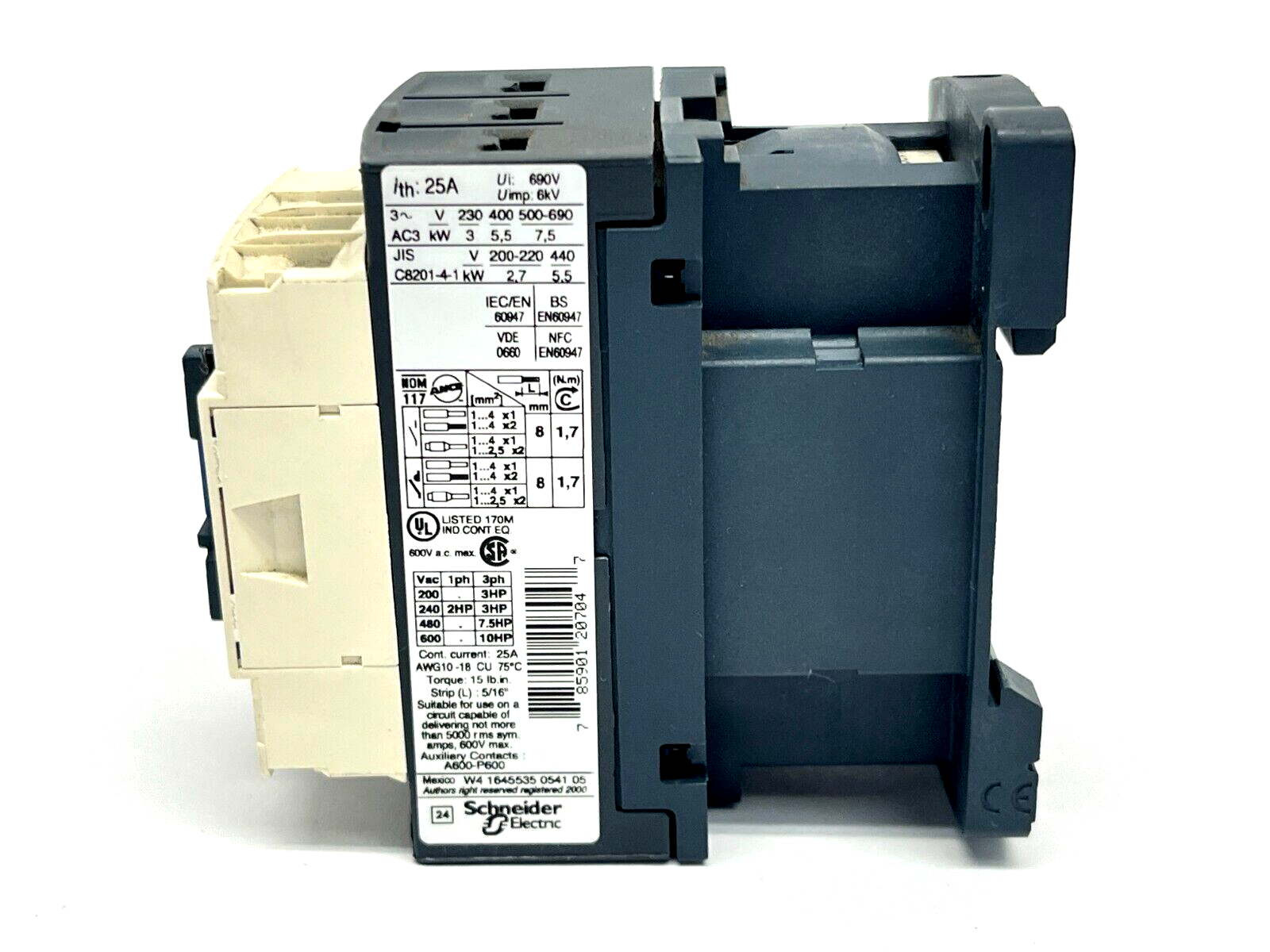 Telemecanique LC1D12-G7 Contactor 25A 120V 3-Pole - Maverick Industrial Sales
