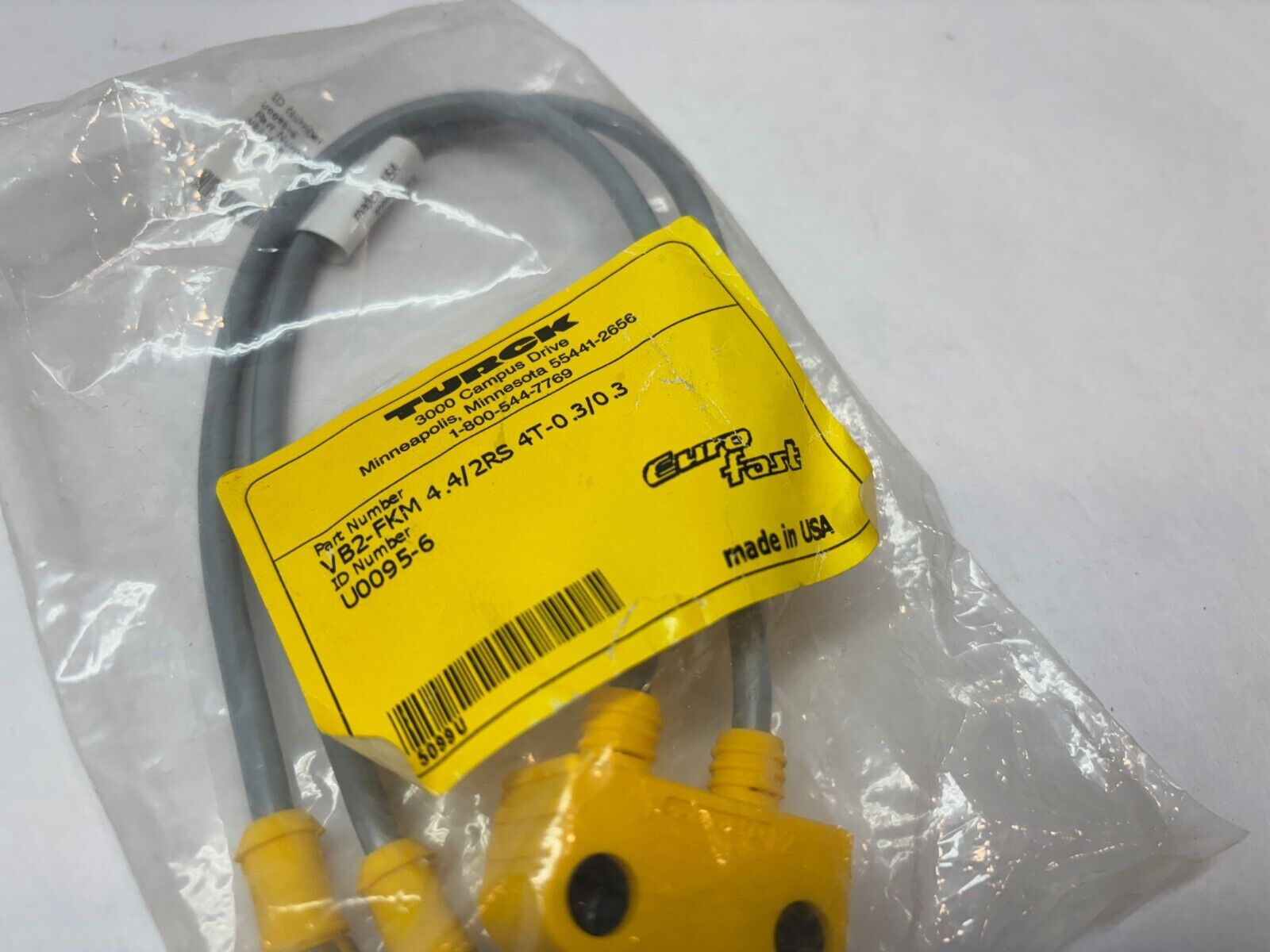 Turck VB2-FKM 4.4/2RS4 T-0.3/0.3 Eurofast Cordset Splitter, M12, U0095-6 - Maverick Industrial Sales