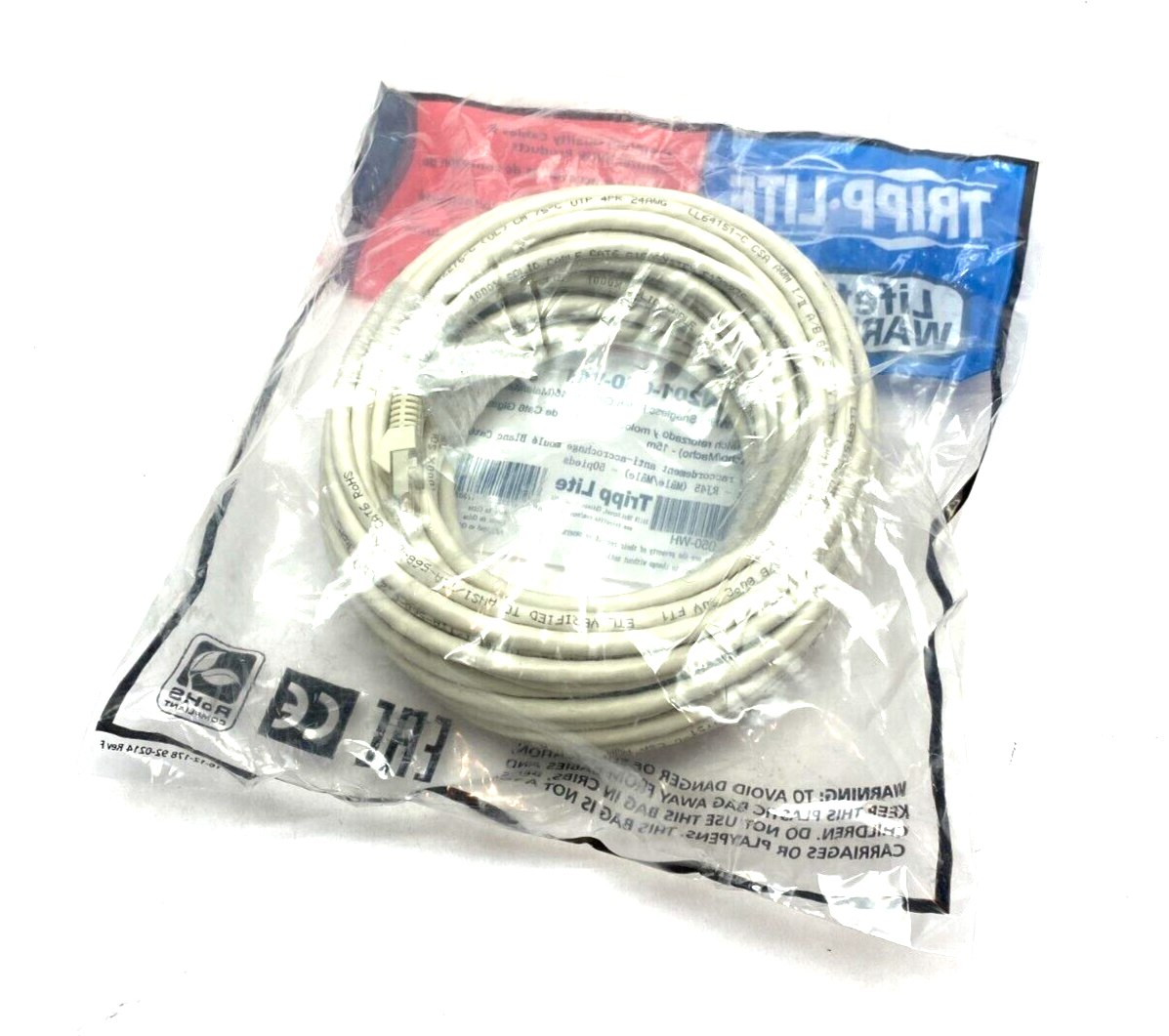 Tripp Lite N201-050-WH Cat6 Gigabit White Snagless Patch Cable RJ45 M to M 50ft - Maverick Industrial Sales