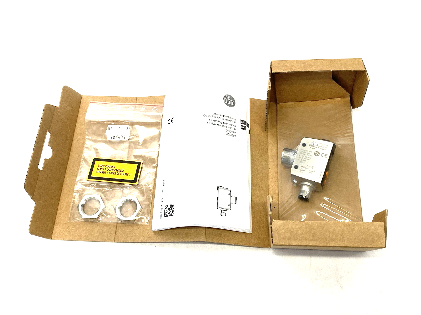 Ifm OGD592 Laser Distance Sensor Rectangular, M18 House OGDLFPKG/IO-LINK/US - Maverick Industrial Sales