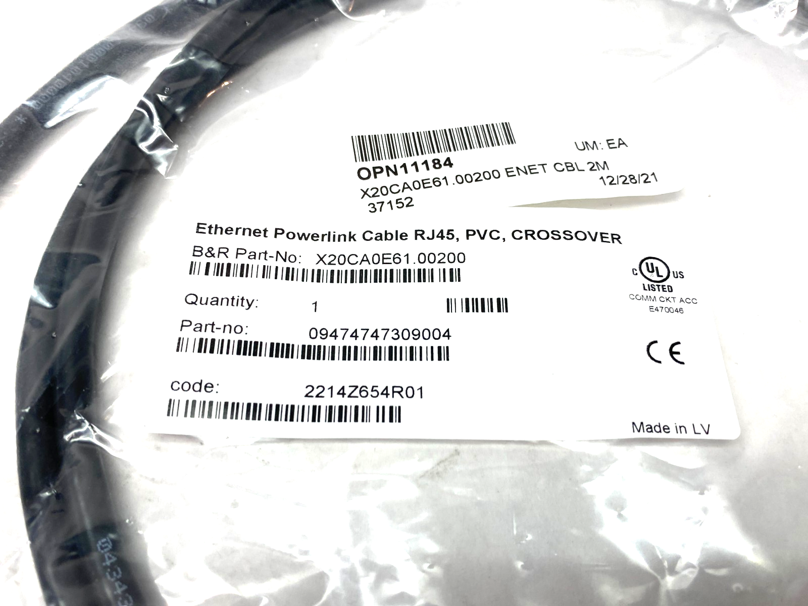 B&R Automation X20CA0E61.00200 Ethernet POWERLINK Crossover Cable 2x RJ45 - Maverick Industrial Sales