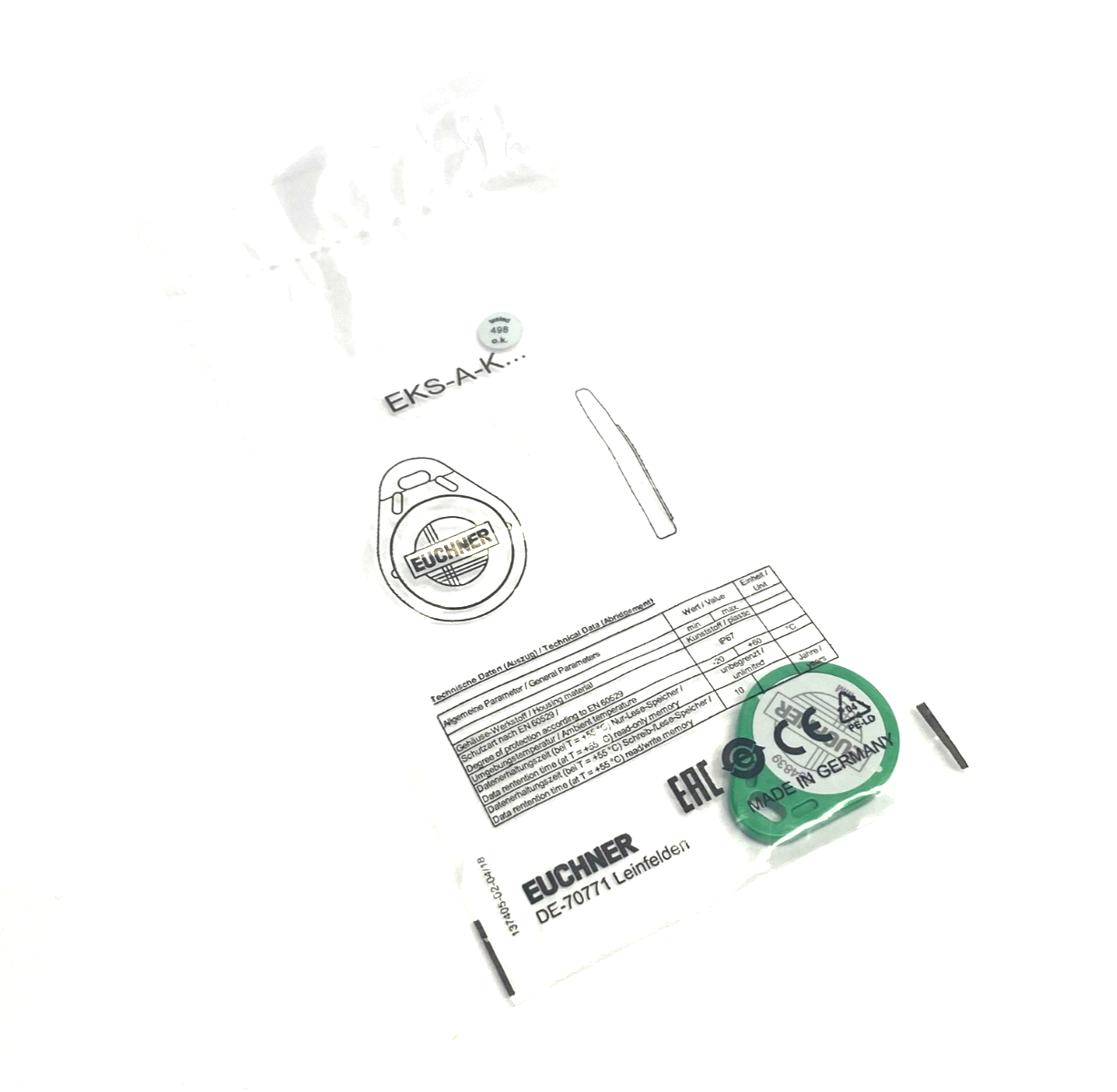 Euchner EKS-A-K1GNWT32-EU Electronic Key Read/Write 094839 - Maverick Industrial Sales
