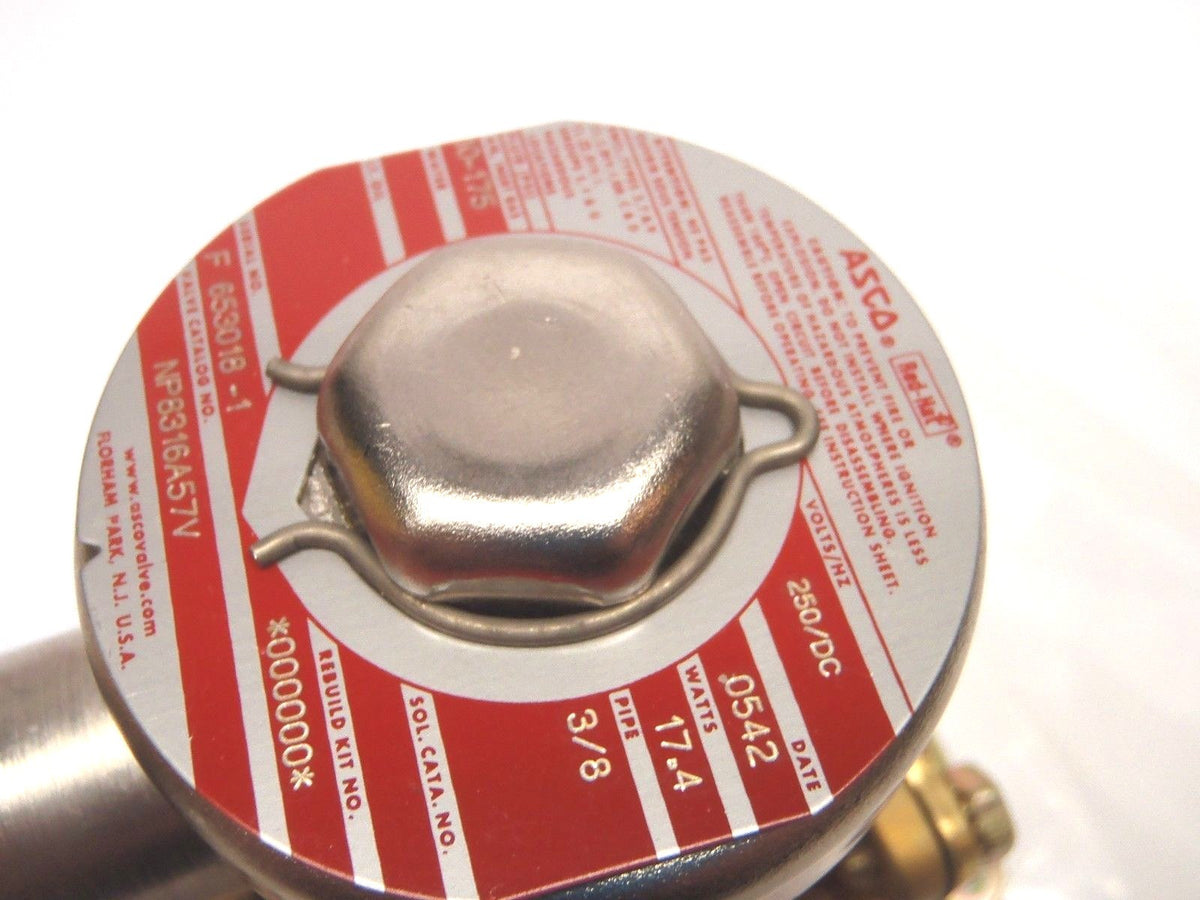 NP8316A57V | ASCO Red-Hat 3-WAY 250DC SOLENOID VALVE 17.4W 3/8" Inch Pipe - New – Open box - Maverick Industrial Sales