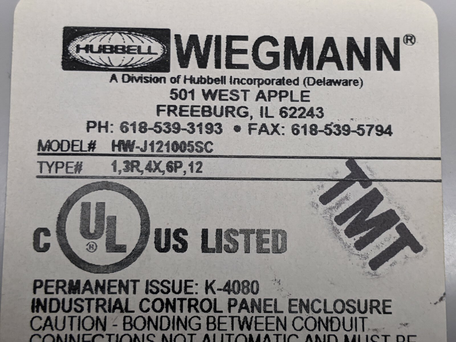Wiegmann HW-J121005SC 12” x 10” x 5” JIC Series Screw Cover Gray - Maverick Industrial Sales