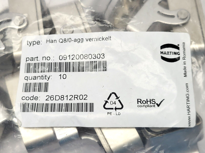 Harting 09120080303 Heavy Duty Rectangular Connector Inserts Han Q8/0 LOT OF 10 - Maverick Industrial Sales