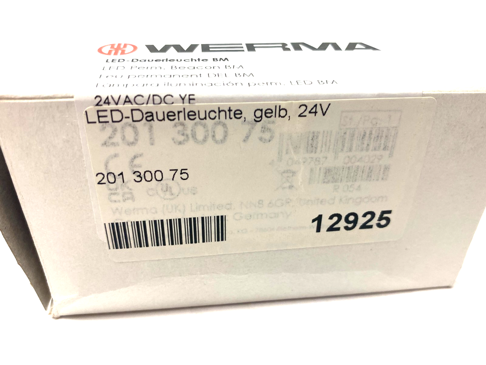 Werma 201 300 75 Permanent LED Beacon BM 24V AC/DC Yellow - Maverick Industrial Sales