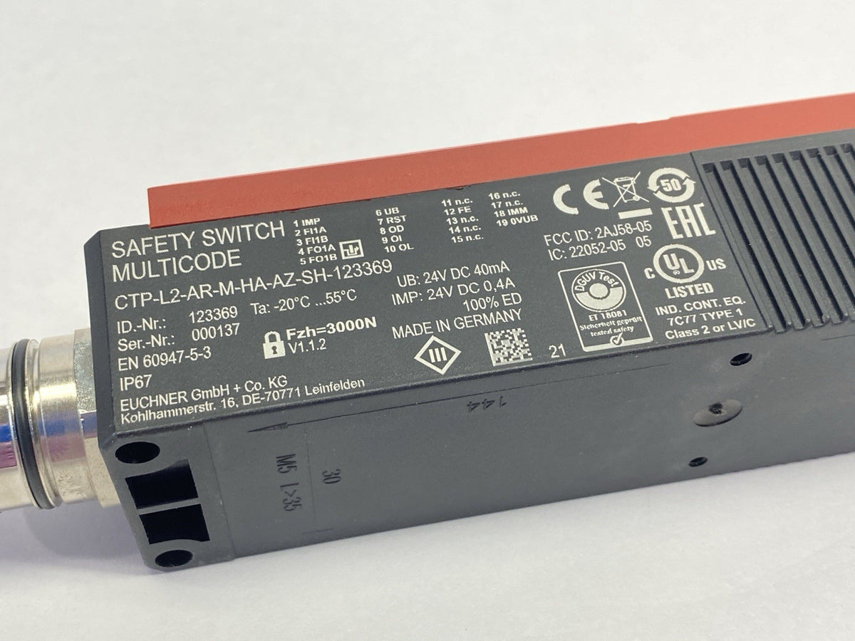 Euchner CTP-L2-AR-M-HA-AZ-SH-123369 Transponder-Coded Interlock Safety Switch - Maverick Industrial Sales