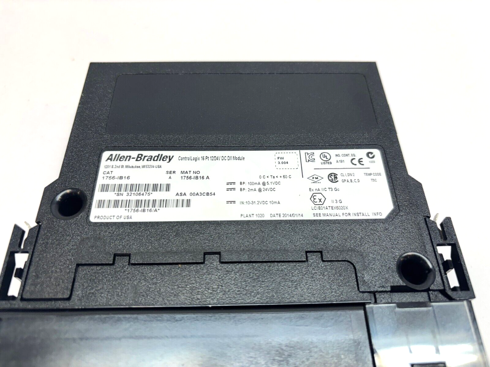 Allen Bradley 1756-IB16 Ser A ControlLogix 16 Pt Digital Input Module, No Door - Maverick Industrial Sales