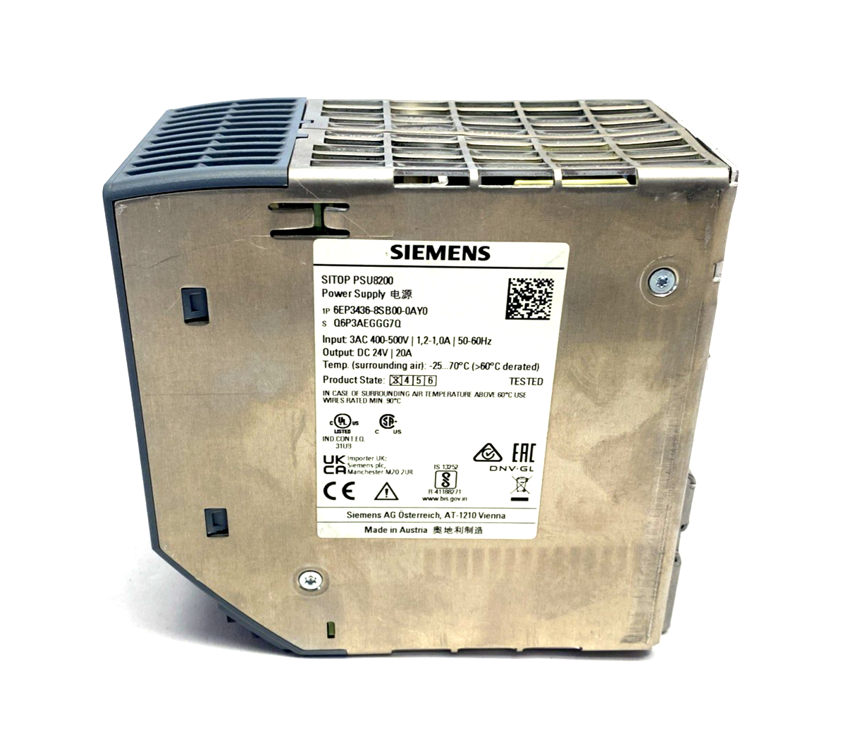 Siemens 6EP3436-8SB00-0AY0 SITOP PSU8200 24V 20A Power Supply 400-500V 3AC - Maverick Industrial Sales