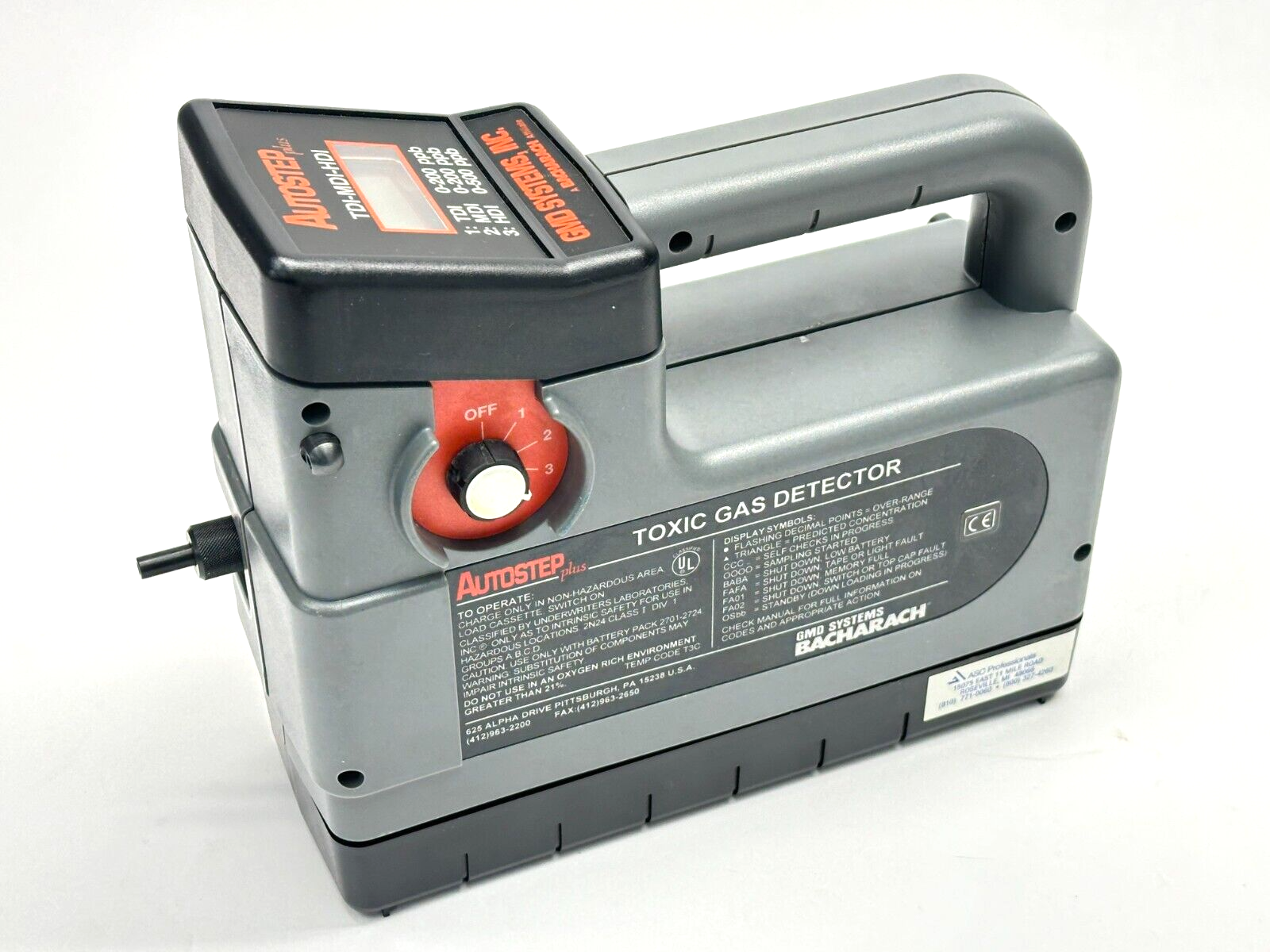 Bacharach GMD Systems Autostep Plus 2740-3511 / 2740-0011 Toxic Gas Detector - Maverick Industrial Sales