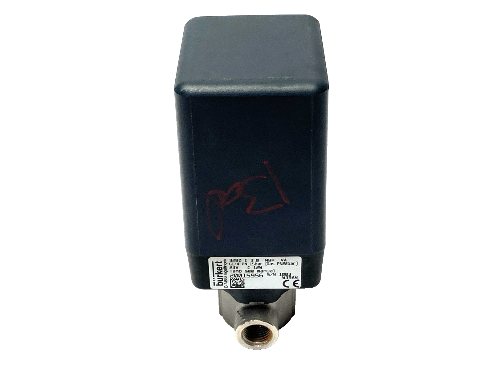 20015956 | Burkert Proport. Globe Valve 3280-CM-03,0BBVAGM82-024DC12-10-B4-1I-IX - For parts or not working - Maverick Industrial Sales