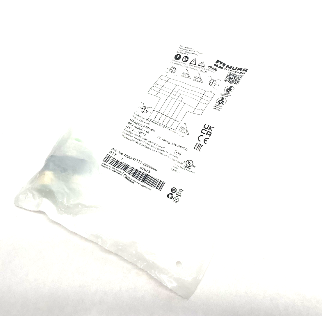 7000-41121-0000000 | Murrelektronik T-Coupler M12 male / 2x M12 female A-cod. - New - Maverick Industrial Sales
