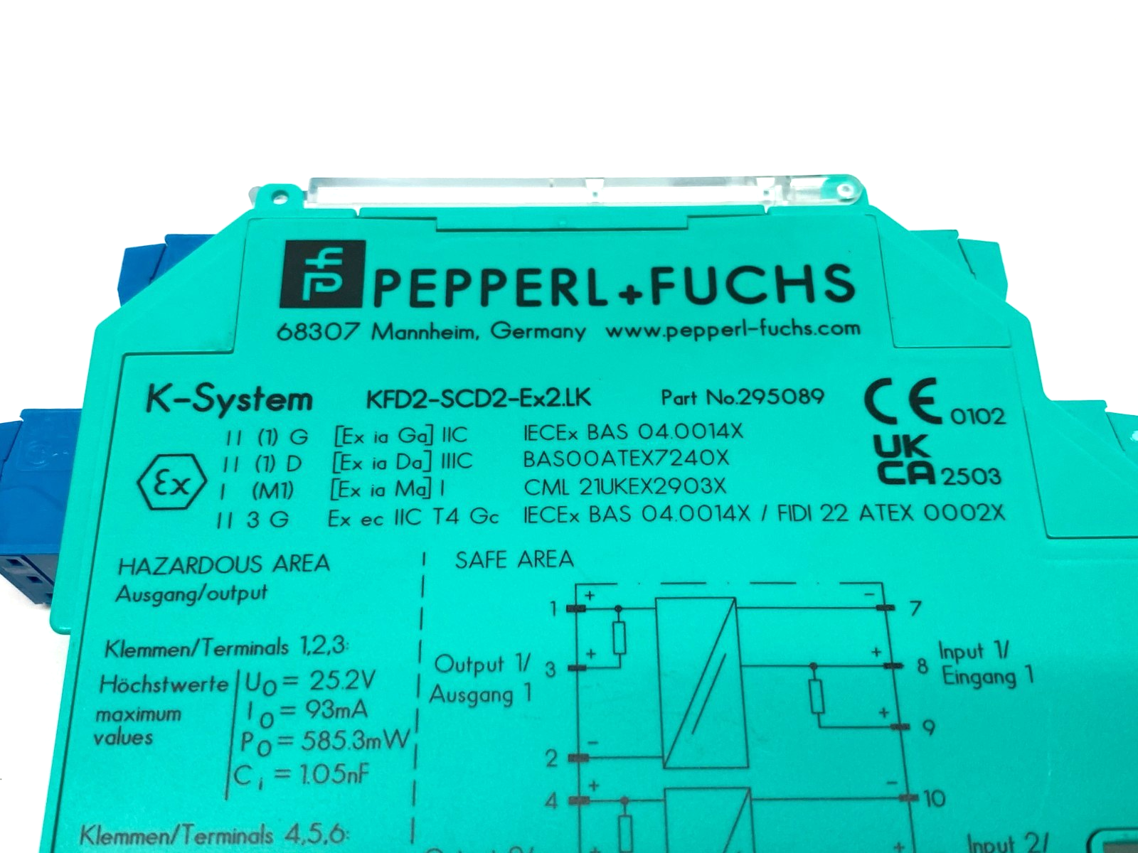 295089 | Pepperl+Fuchs K-System SMART Current Driver 2-Channel KFD2-SCD2-Ex2.LK - New – Open box - Maverick Industrial Sales