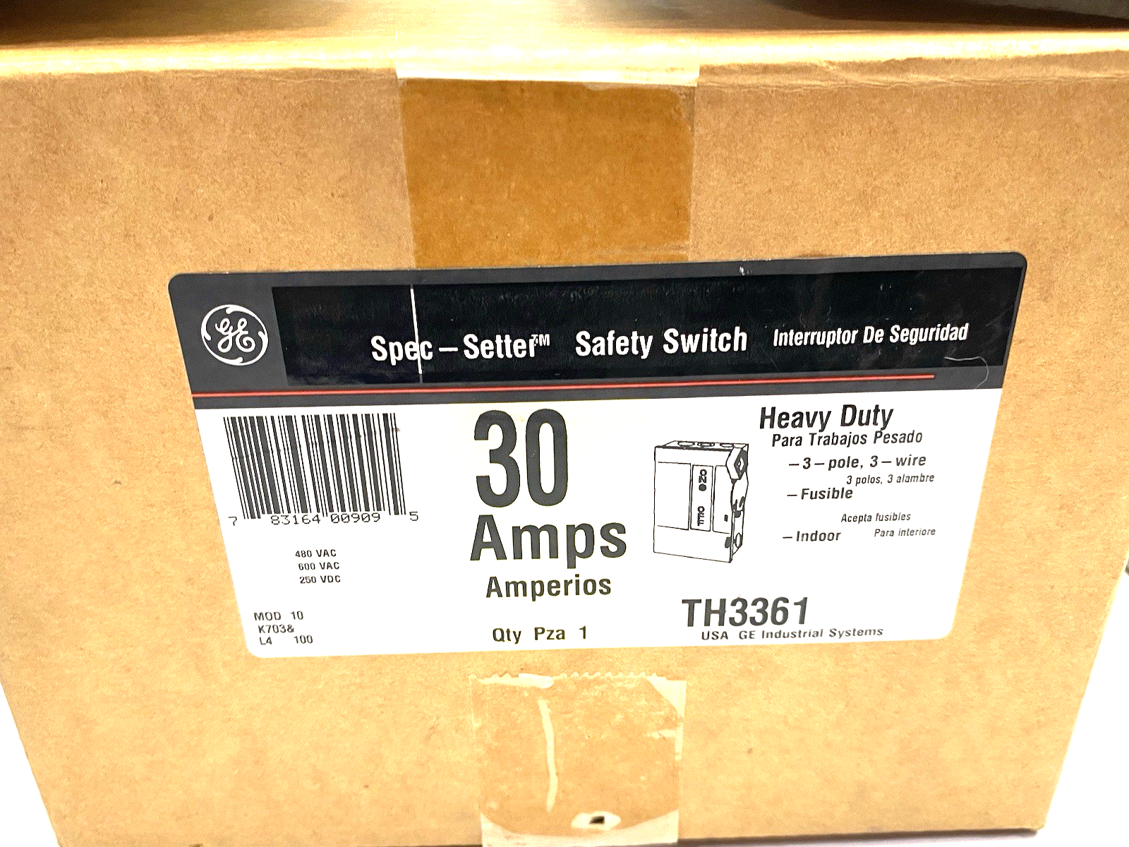 TH3361 | General Electric Heavy Duty Safety Switch, Fusible, 30A 3P HD N1 - New – Open box - Maverick Industrial Sales