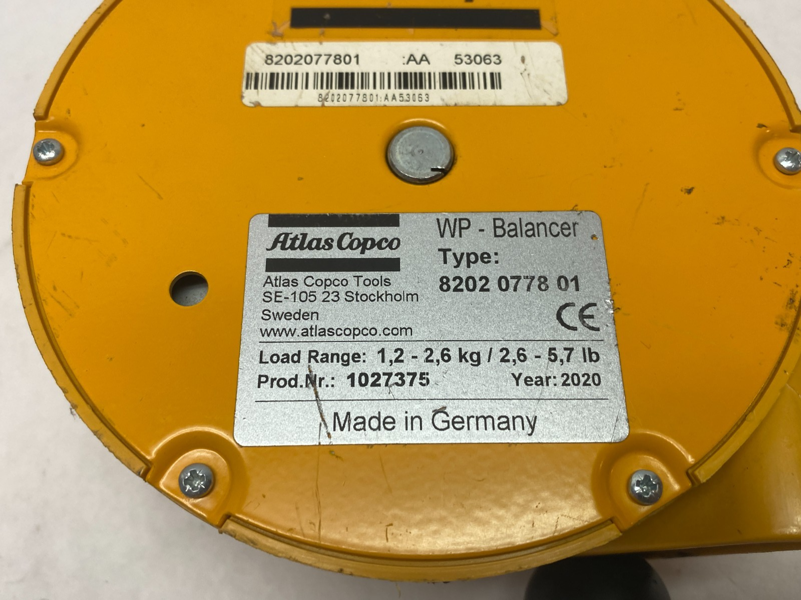 8202 0778 01 | Atlas Copco Tool WP Balancer 1,2-2,6kgs / 2,6-5,7lbs- Used - Maverick Industrial Sales