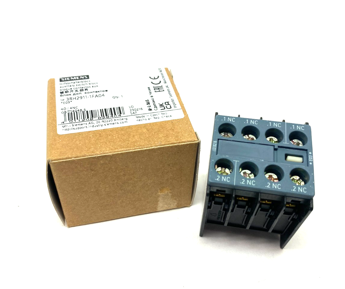 Siemens 3RH2911-1FA04 Auxiliary Contact Block - Maverick Industrial Sales