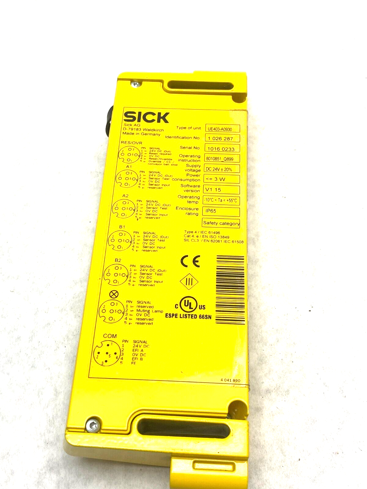 Sick UE403-A0930 Muting Switching Amplifier for Safety Beam Sensors 102687 - Maverick Industrial Sales