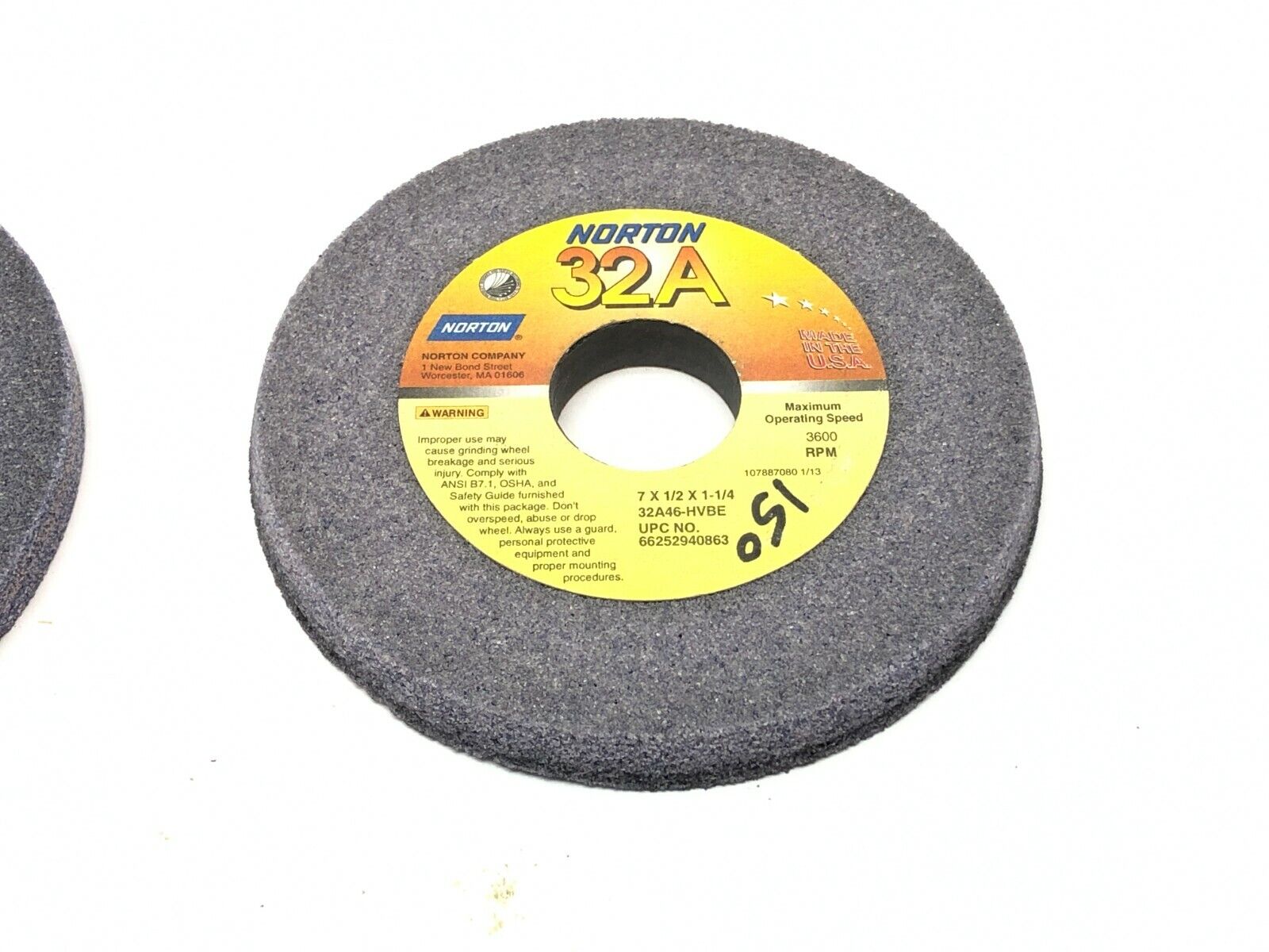 Norton 32A46-HVBE Grinding Wheels 1-1/4" Bore 3600 RPM LOT OF 5 - Maverick Industrial Sales