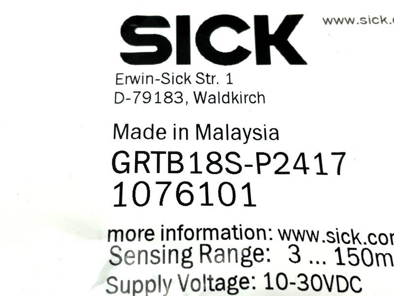 SICK GRTB18S-P2417 Photoelectric Sensor - Maverick Industrial Sales