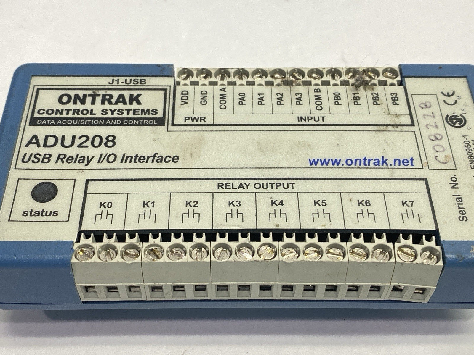 ADU208 | Ontrak Control Systems USB Relay I/O Interface 5A 8-Channel - Used - Maverick Industrial Sales