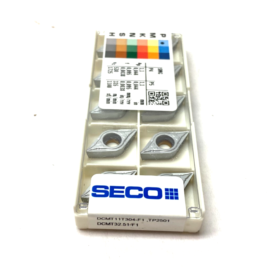 Seco DCMT11T304-F1, TP2501 DURTOMIC Insert for Turning DCMT32.51-F1 PKG OF 10 - Maverick Industrial Sales