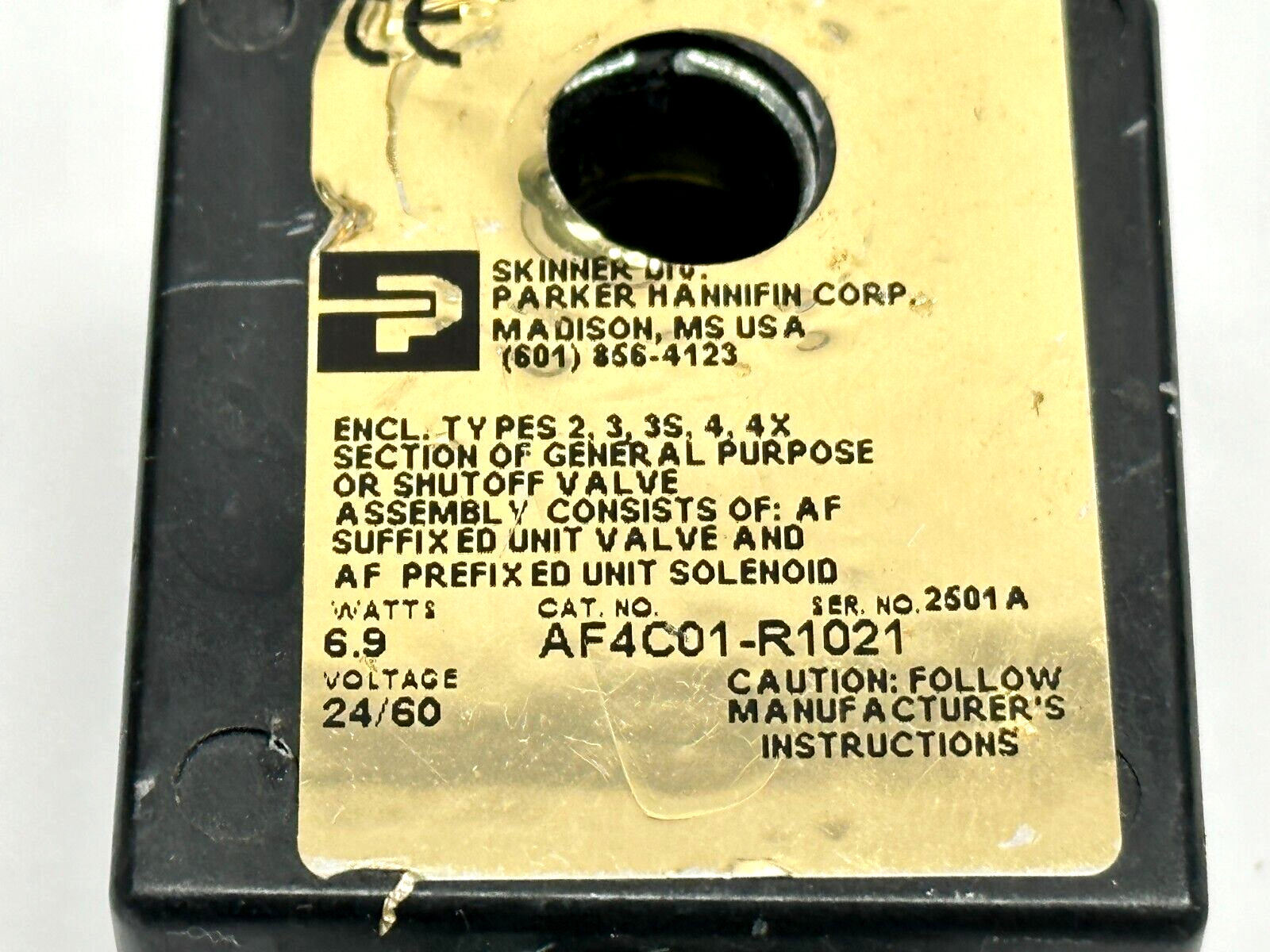 Parker AF4C01-R1021 Solenoid Valve Coil 24VAC 6.9W - Maverick Industrial Sales