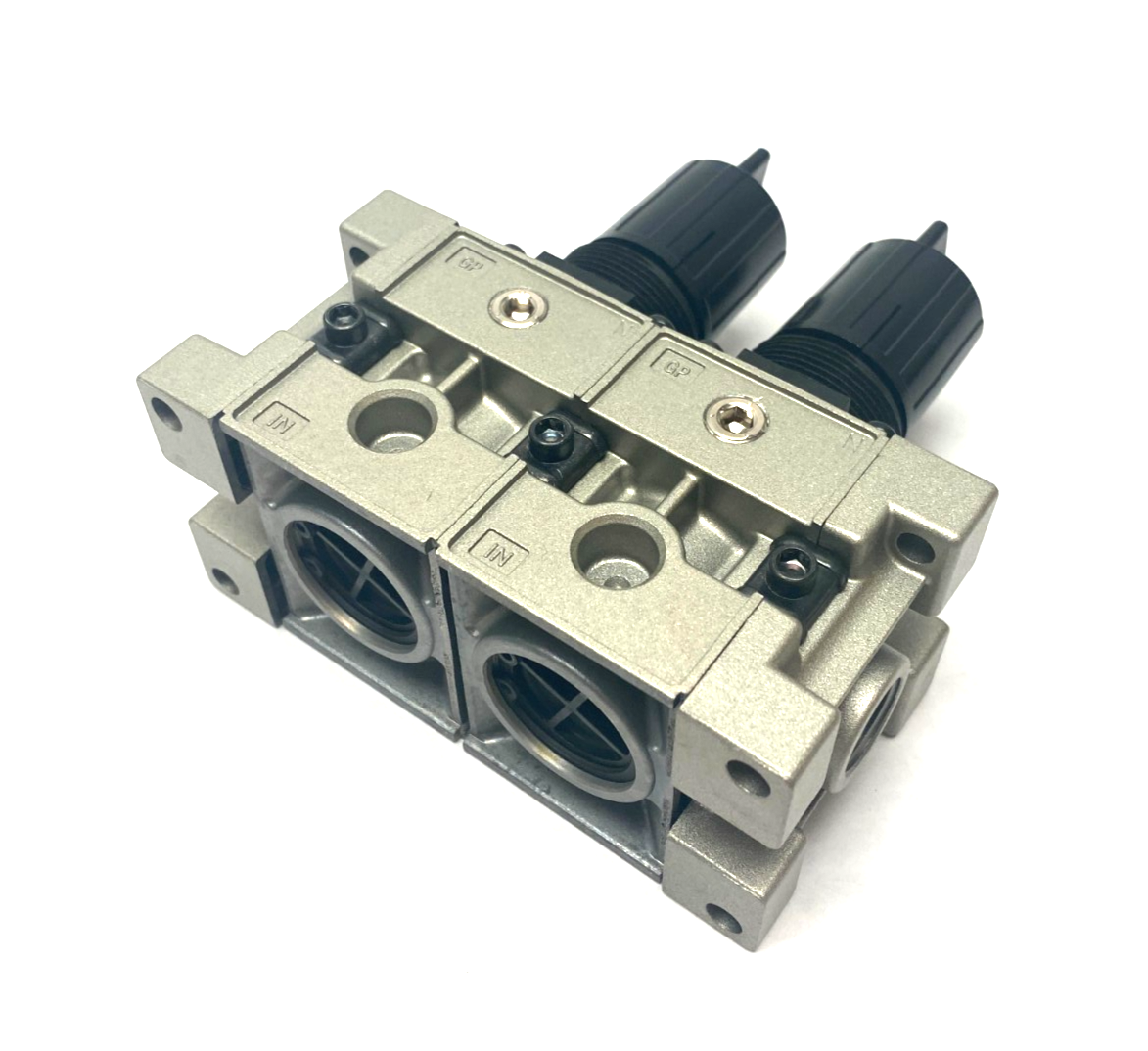 SMC NARM2500-02A-N02 Modular Dual Regulator Manifold 1/4" NPT - Maverick Industrial Sales