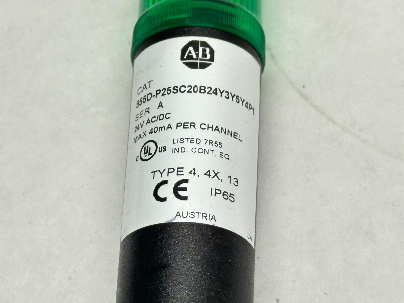 Allen Bradley 855D-P25SC20B24Y3Y5Y4P1 Ser A Stack Light SHORT CORD - Maverick Industrial Sales