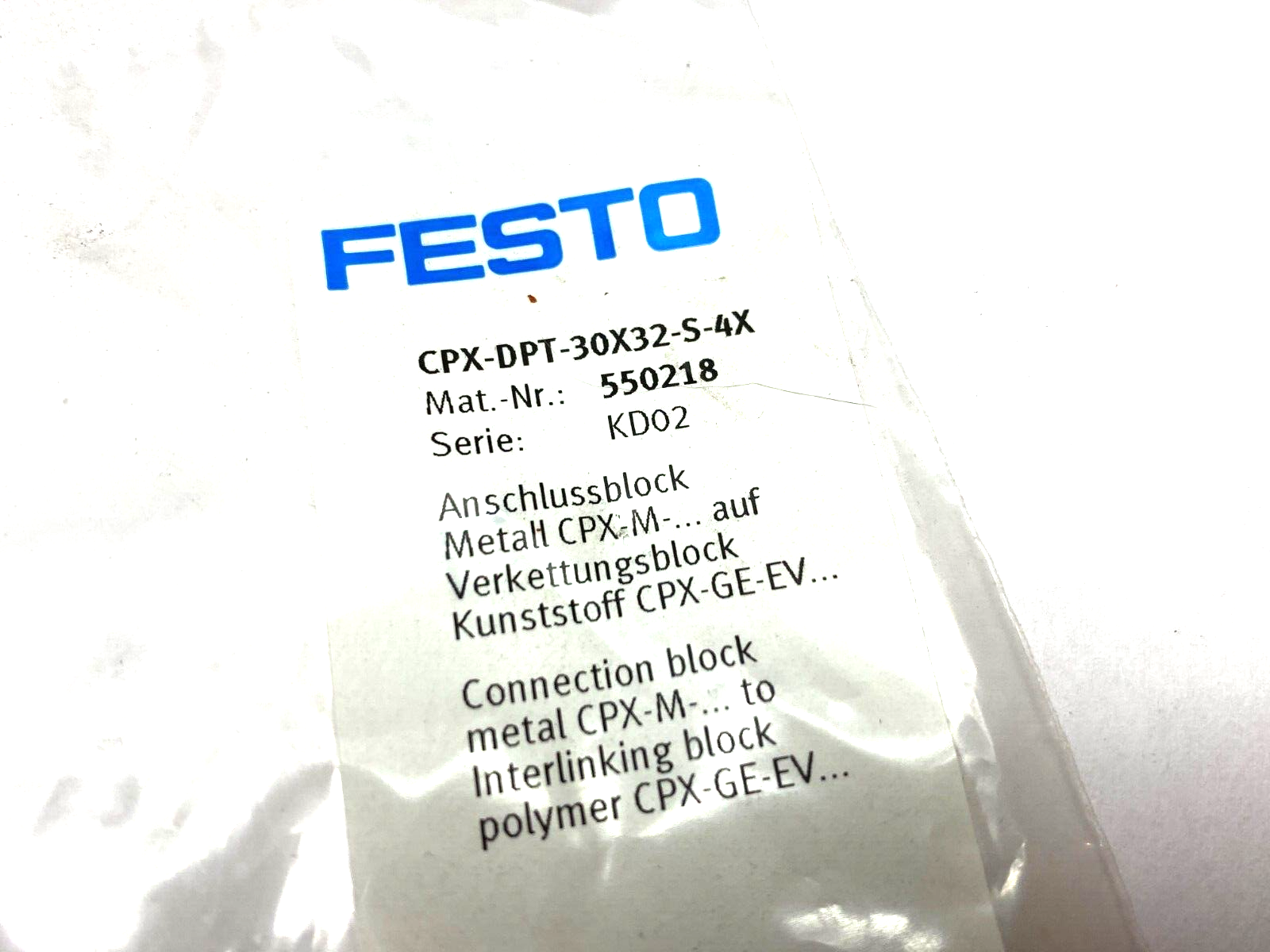 Festo CPX-DPT-30X32-S-4X Connection Screw 550218 PKG OF 4 - Maverick Industrial Sales