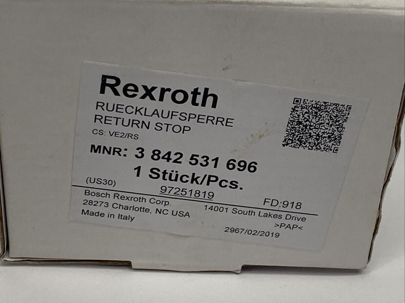 Bosch Rexroth 3842531696 Return Stop VE2/RS - Maverick Industrial Sales