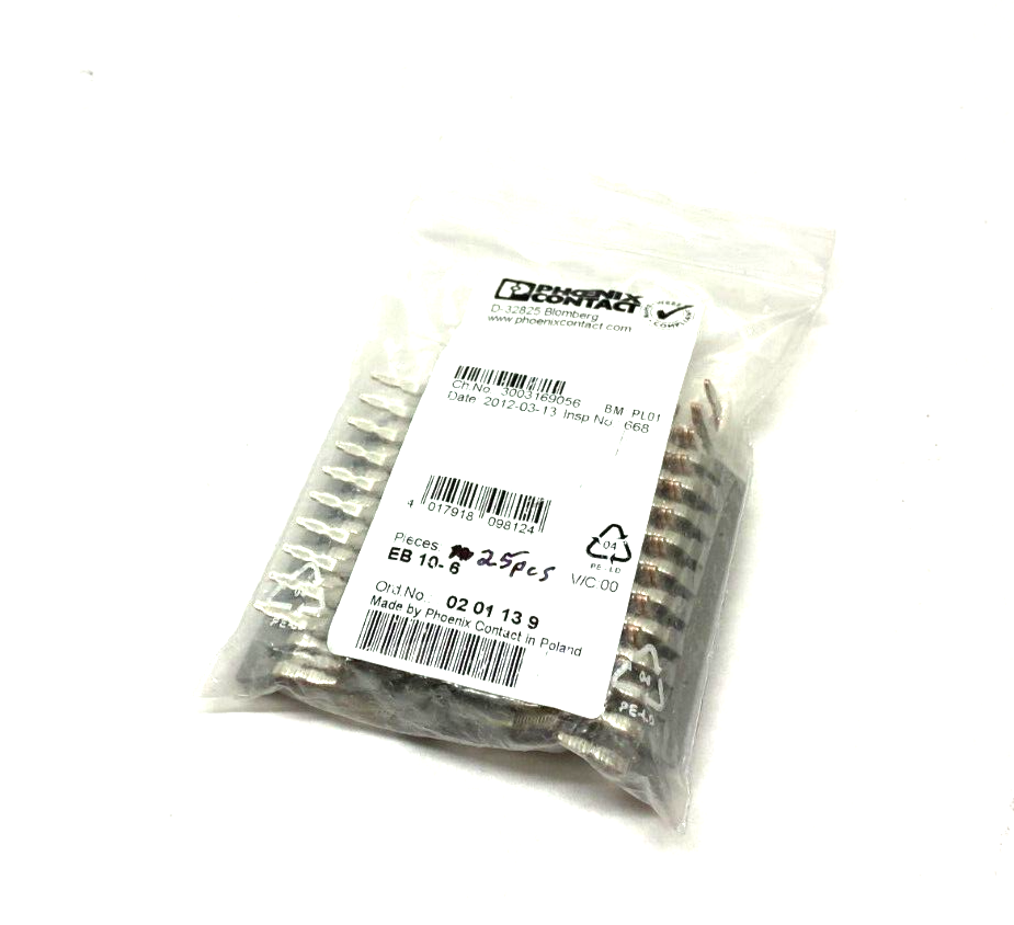 Phoenix Contact EB 10-8 Gray Insertion Jumper Bridge 0201139 PKG OF 25 - Maverick Industrial Sales