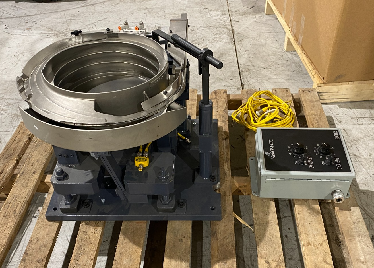 Vibromatic 12" Vibrating Bowl Feeder w/ H002 Feeder/Incline Controller - Used - Maverick Industrial Sales
