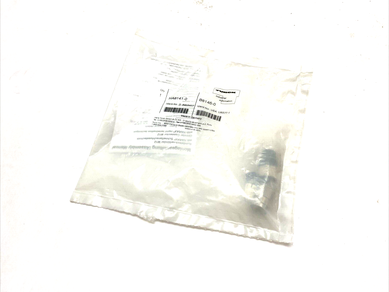 Turck HA8141-0 Field Wireable Connector B8146-0 Ident-No. 6905407, U6577-1 - Maverick Industrial Sales