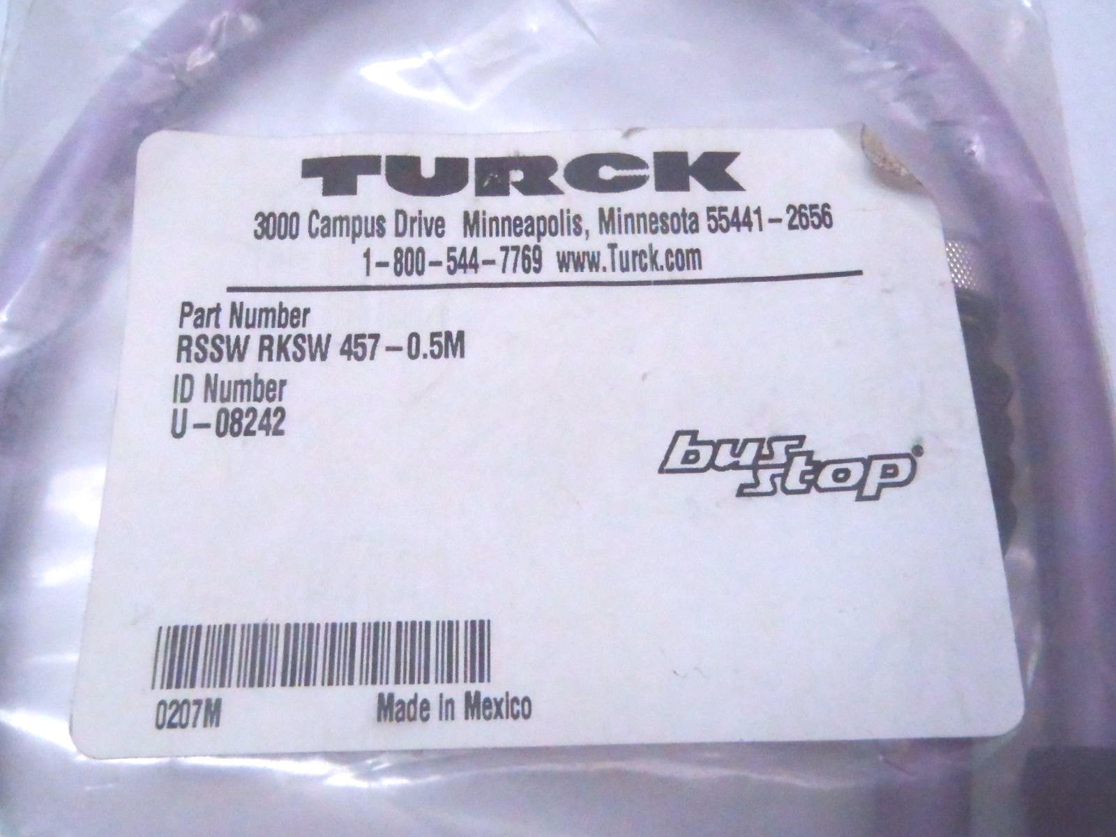 Turck RSSW RKSW 457-0.5M Bus Stop Cable Assembly U-08242 - Maverick Industrial Sales
