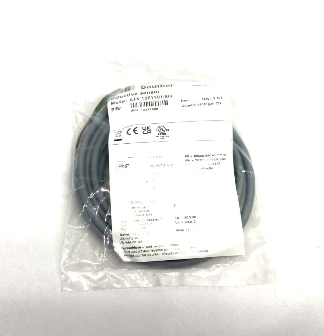 Baumer ILFK 12P1101/I03 Inductive Sensor PNP 4mm Rectangular 10222808 - Maverick Industrial Sales