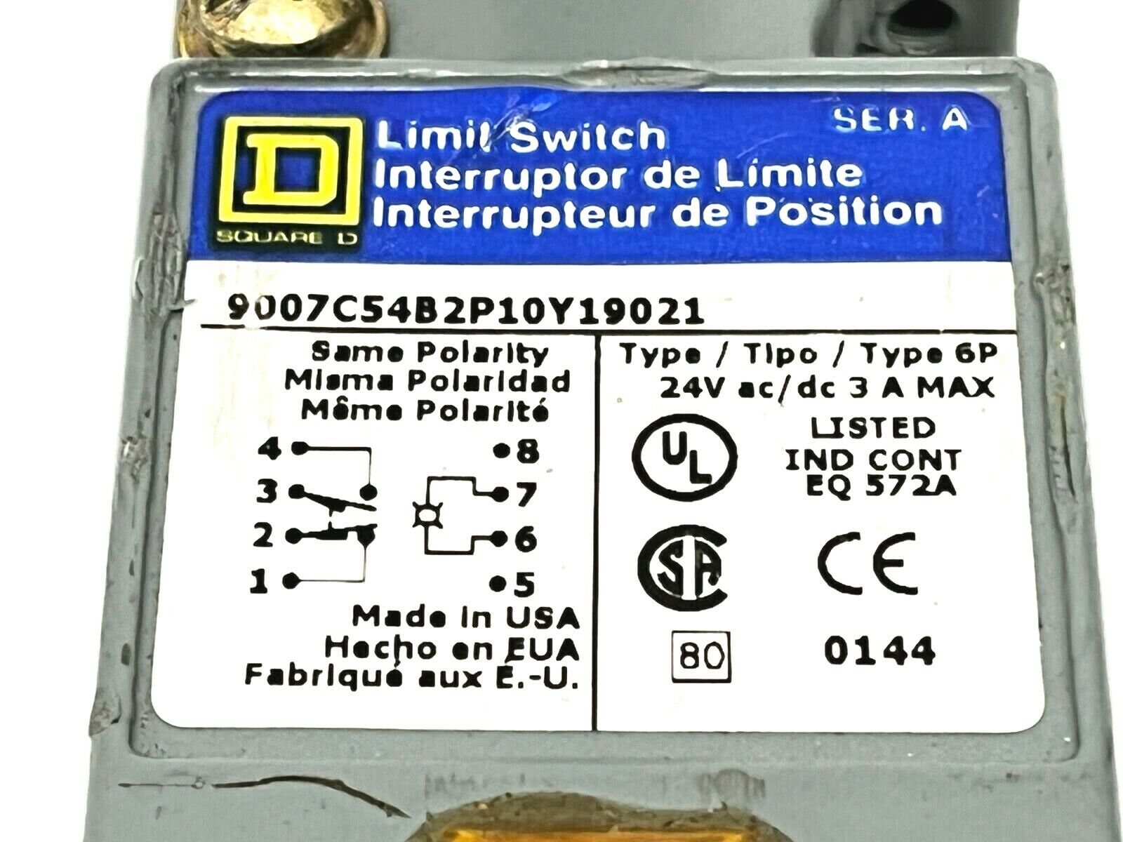 Square D 9007C54DP10Y19021 Ser A Limit Switch - Maverick Industrial Sales