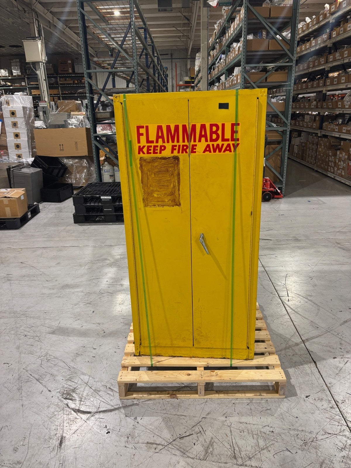 Flammable Liquid Storage Cabinet, Safety Yellow, 31.5"x31.5"x65" No Key - Maverick Industrial Sales