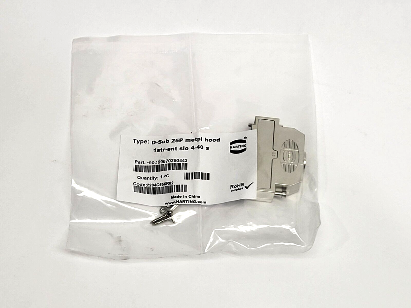 Harting 09670250443 Metal Hood Backshell D-Sub 25P - Maverick Industrial Sales