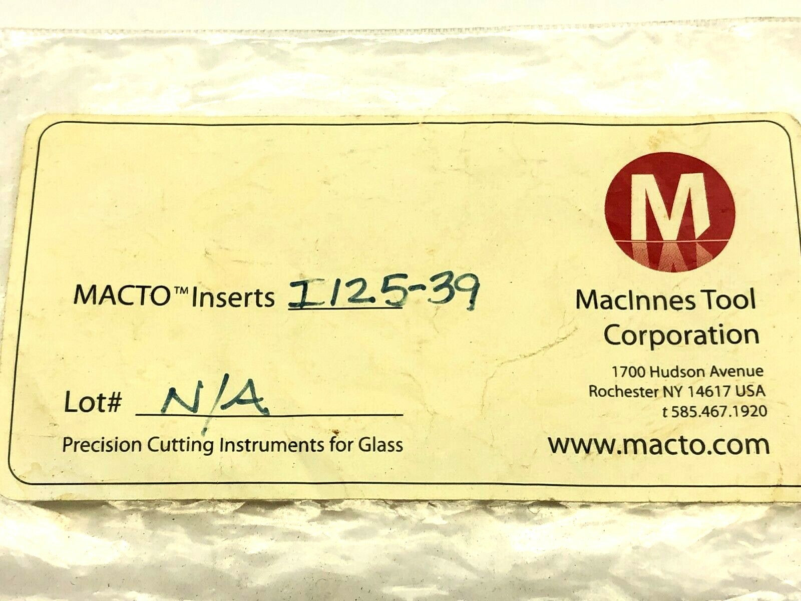 I125-39 | Macto Cutting Wheel Insert - New – Open Box - Maverick Industrial Sales