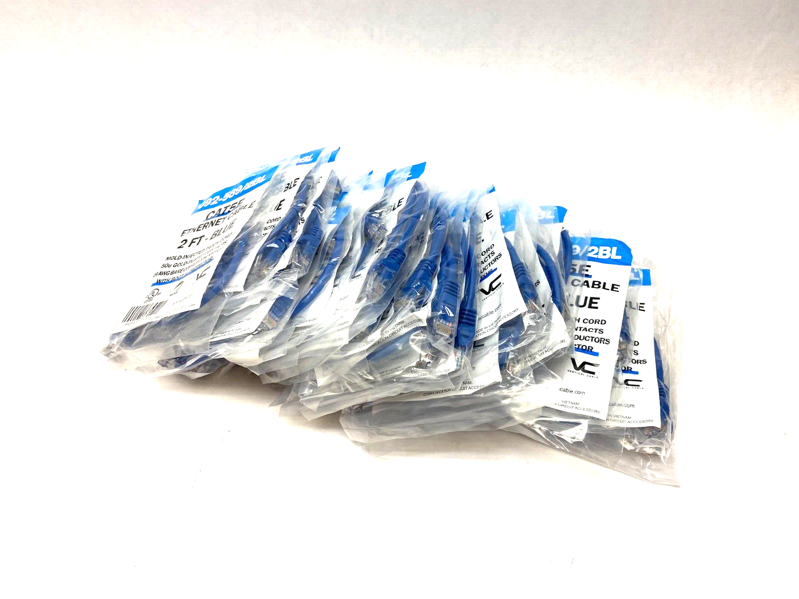 Vertical Cable 092-589/2BL Snagless Ethernet Patch Cable CAT5e 2' LOT OF 29 - Maverick Industrial Sales